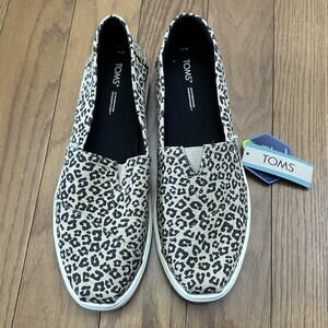 Toms Shoe Alpargata Slip On‎ Flat Leopard Print Women 11 M Shoe Cheetah Driving